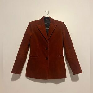 Maje fitted corduroy blazer in rust orange color